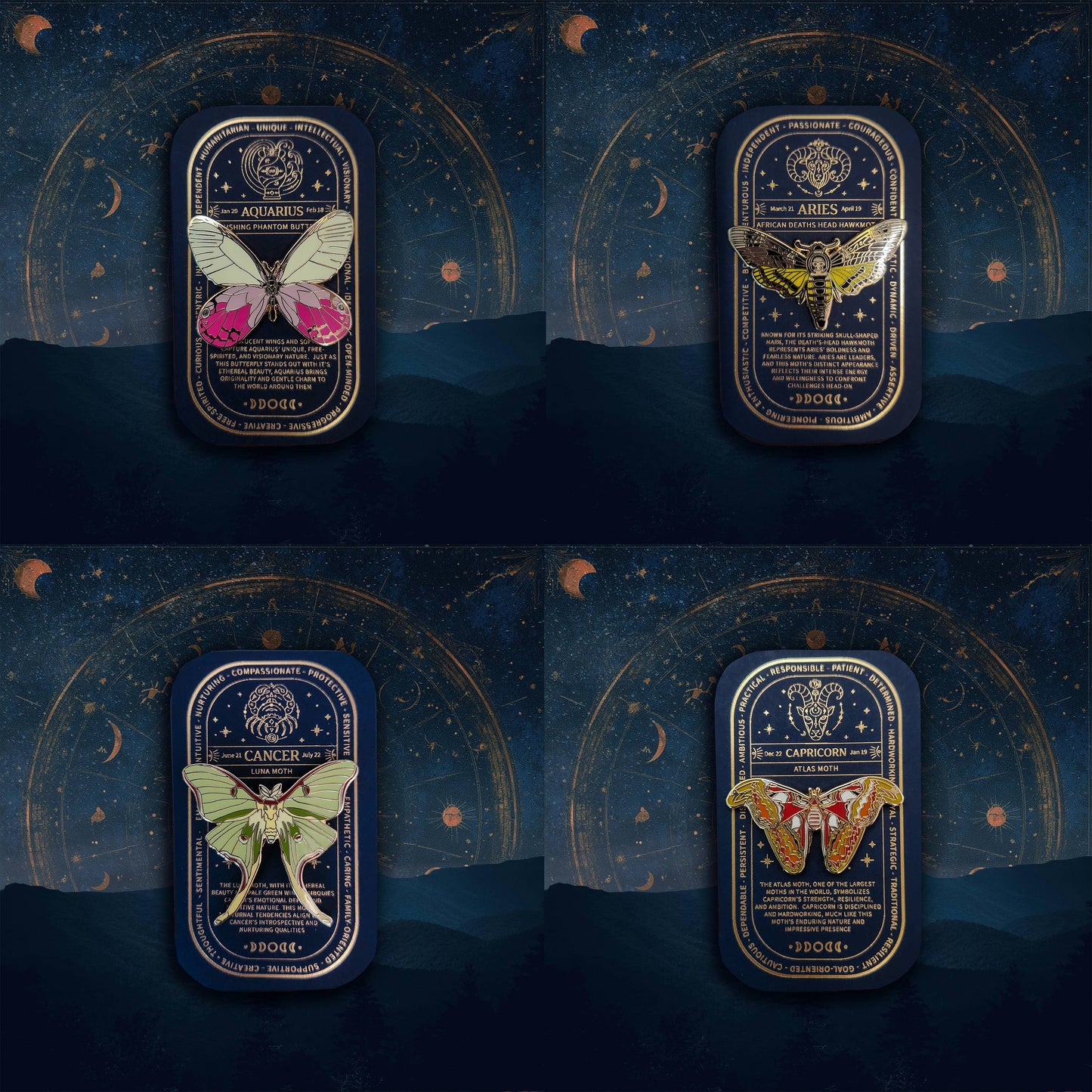Zodiac Butterfly and Moth Pins