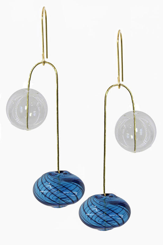 Glass Balance Blue Earrings