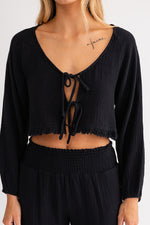 Arial Loose Fit Tie Front Crop Top