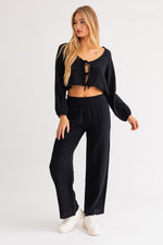 Arial Loose Fit Tie Front Crop Top
