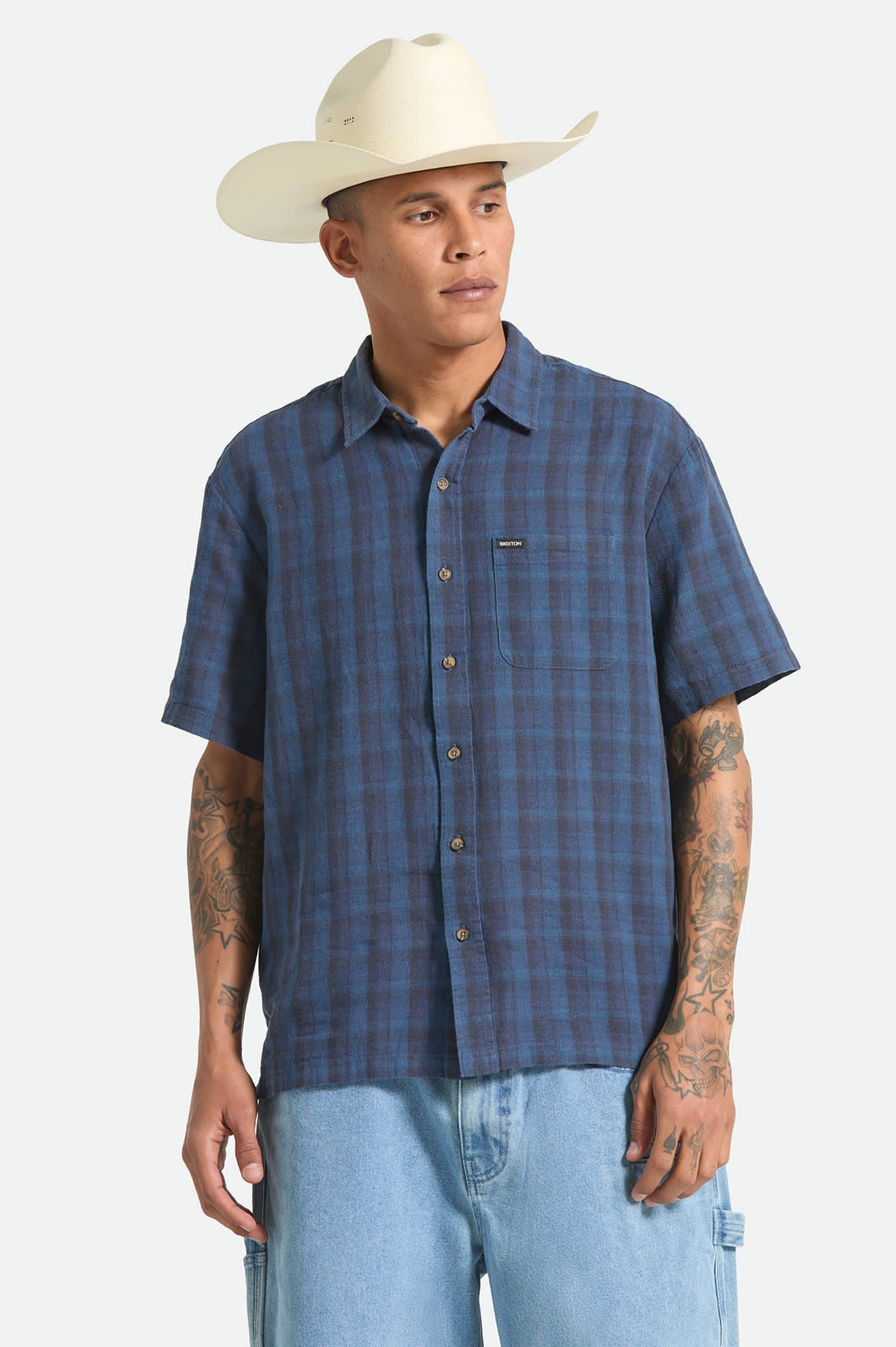 Cru Linen Blend Plaid Woven Shirt