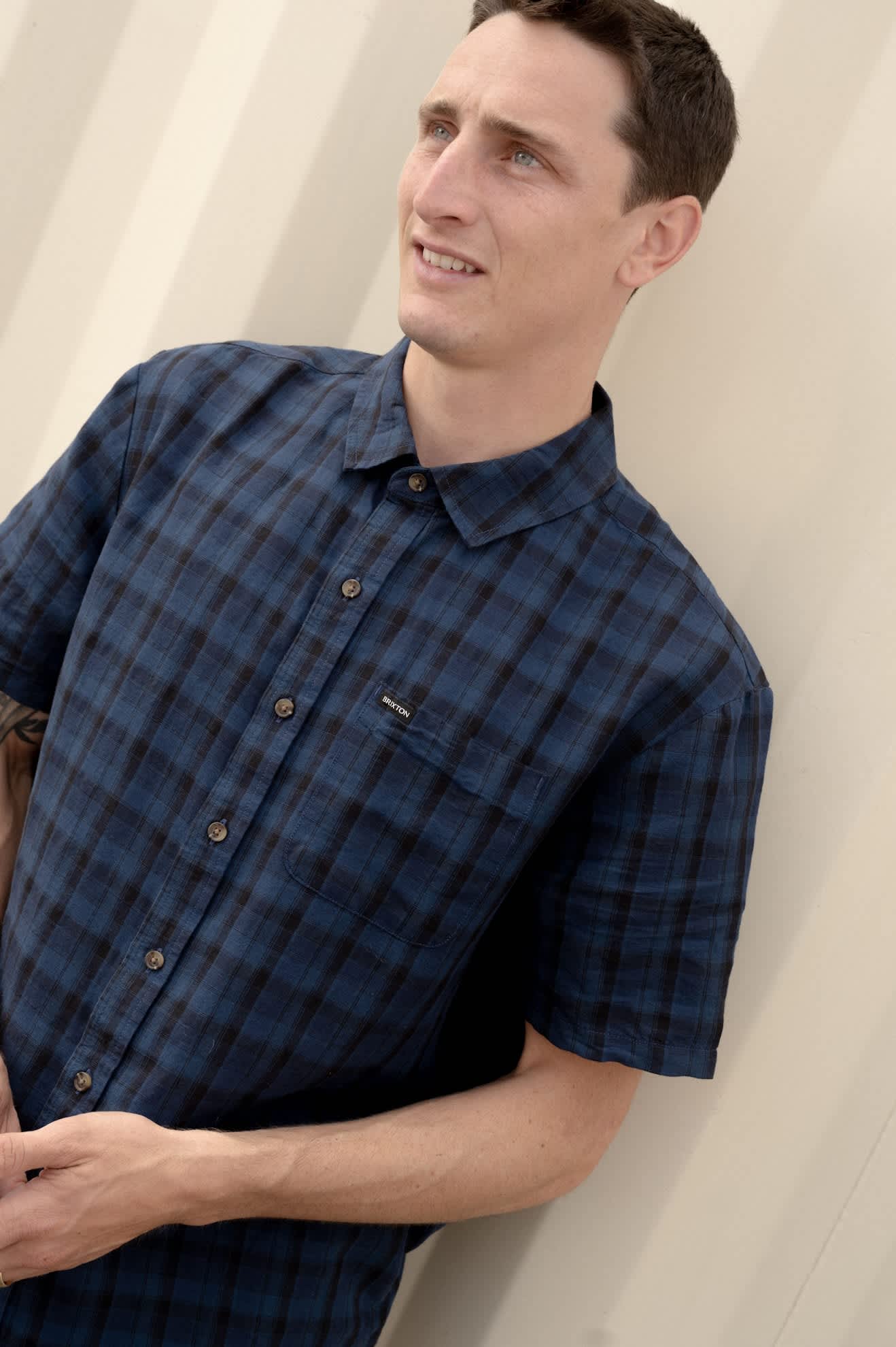 Cru Linen Blend Plaid Woven Shirt