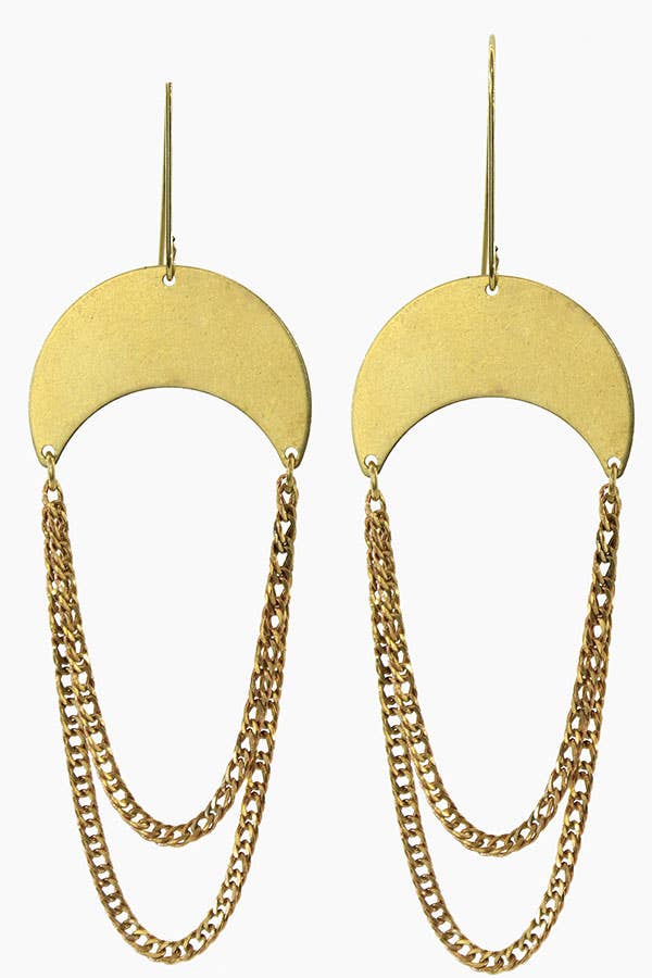 Chained Moon Earrings
