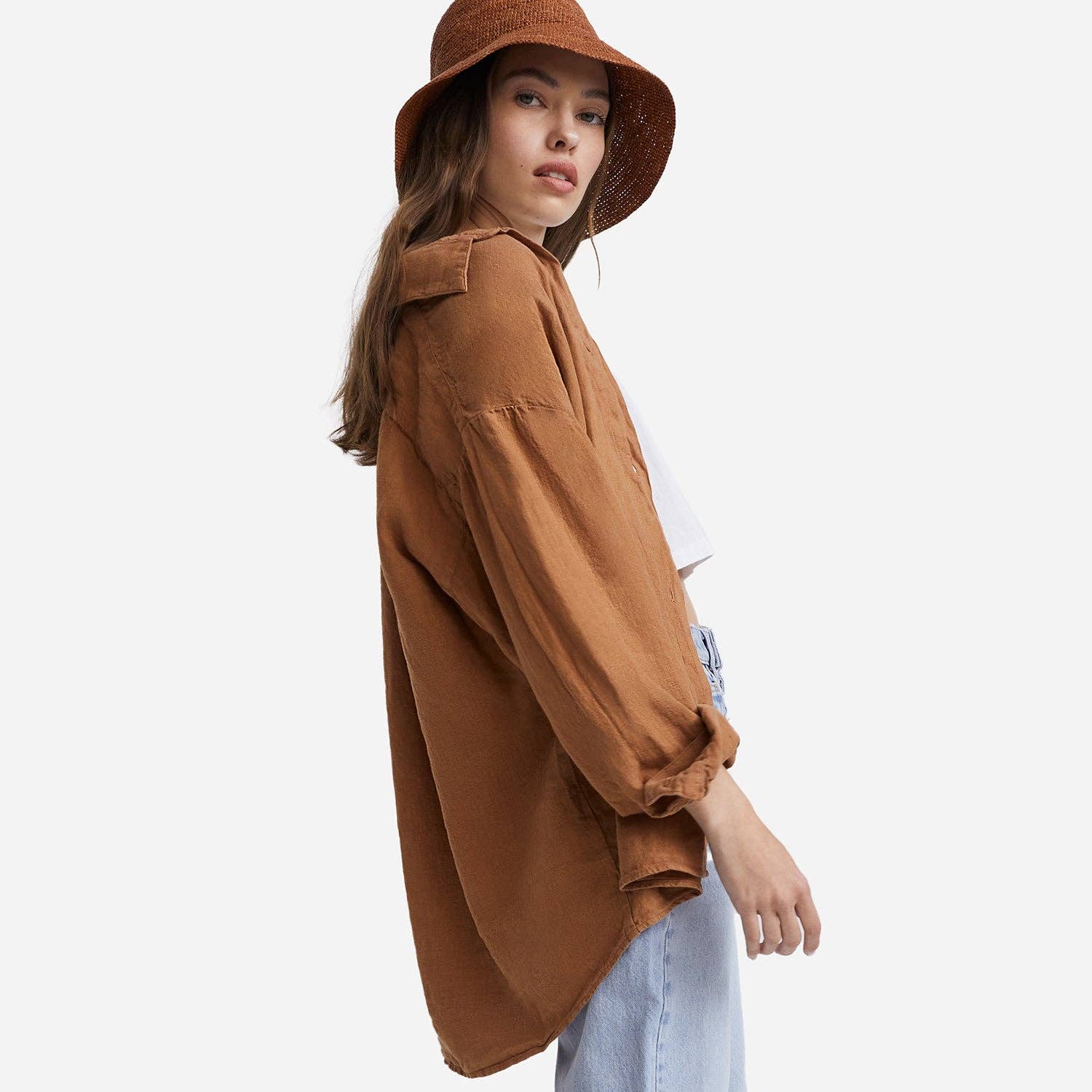 Linen Oversized Long Sleeve Shirt