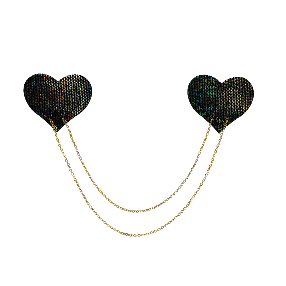 Disco heart with gold chains nipple pasties
