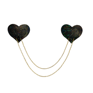 Disco heart with gold chains nipple pasties