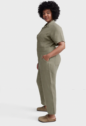 Linen Short Sleeve Jumpsuit
