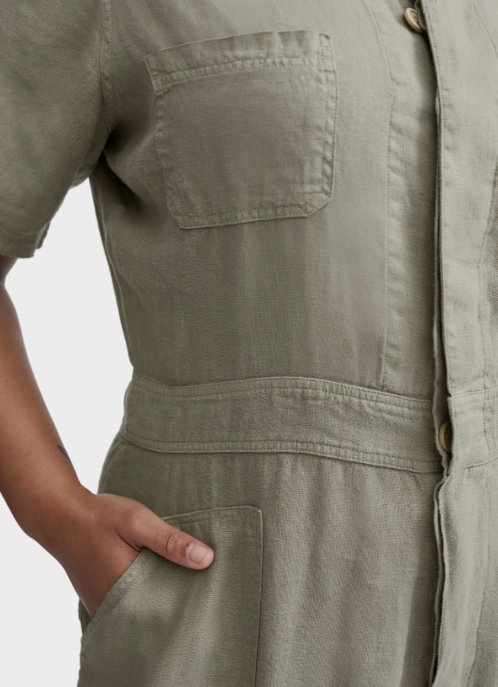 Linen Short Sleeve Jumpsuit