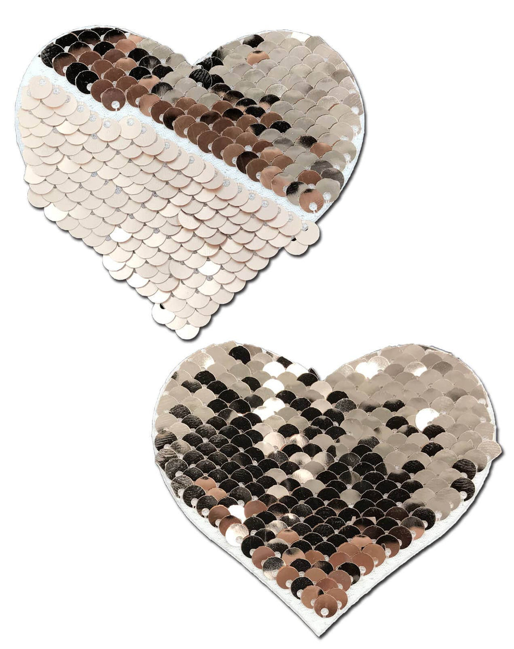 Shiny & Matte Flip Sequin Heart Nipple Pasties