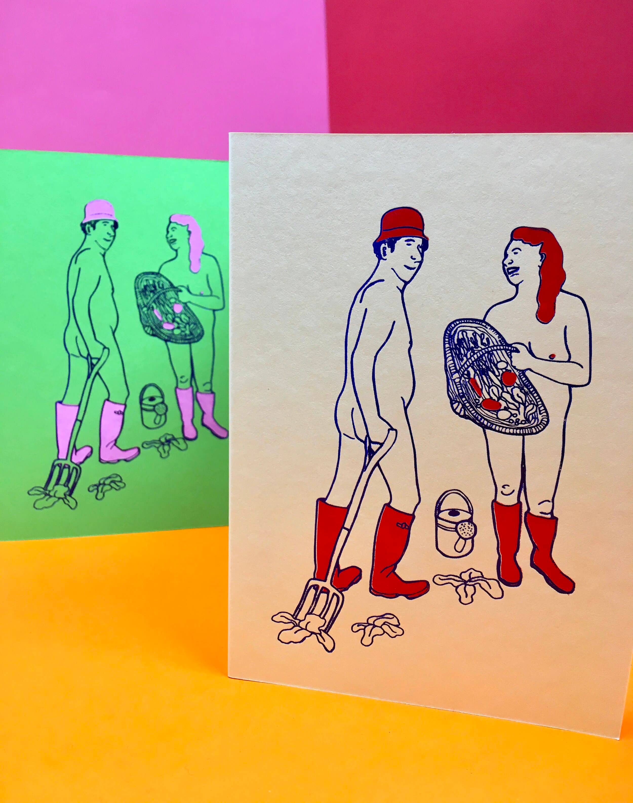 Naked Gardeners Greeting Card