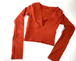 Plunging Long Sleeve Crop Top
