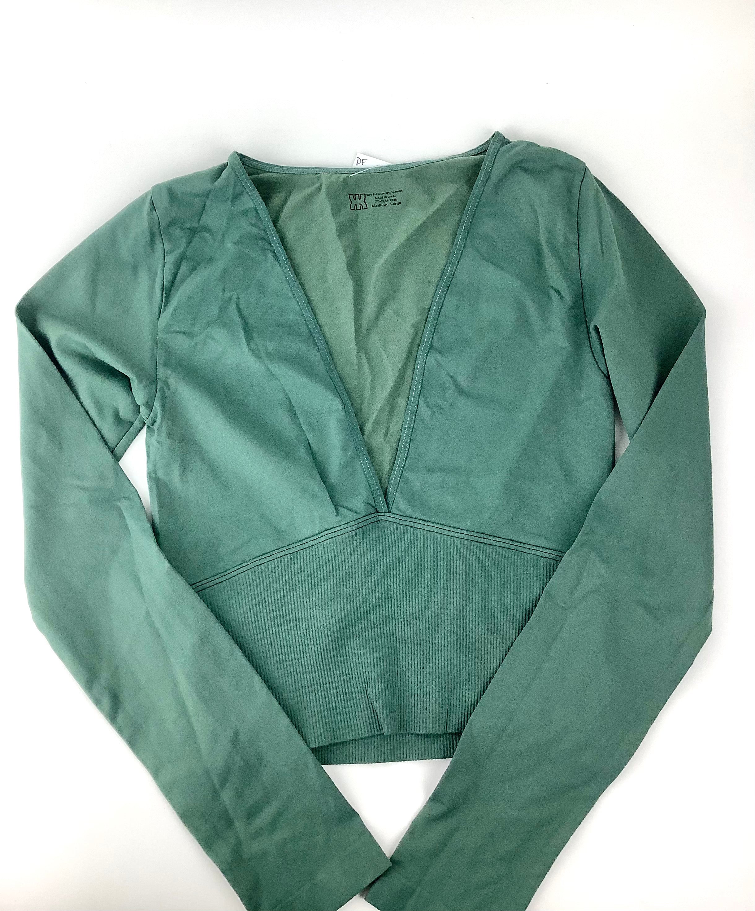Plunging Long Sleeve Crop Top