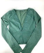 Plunging Long Sleeve Crop Top